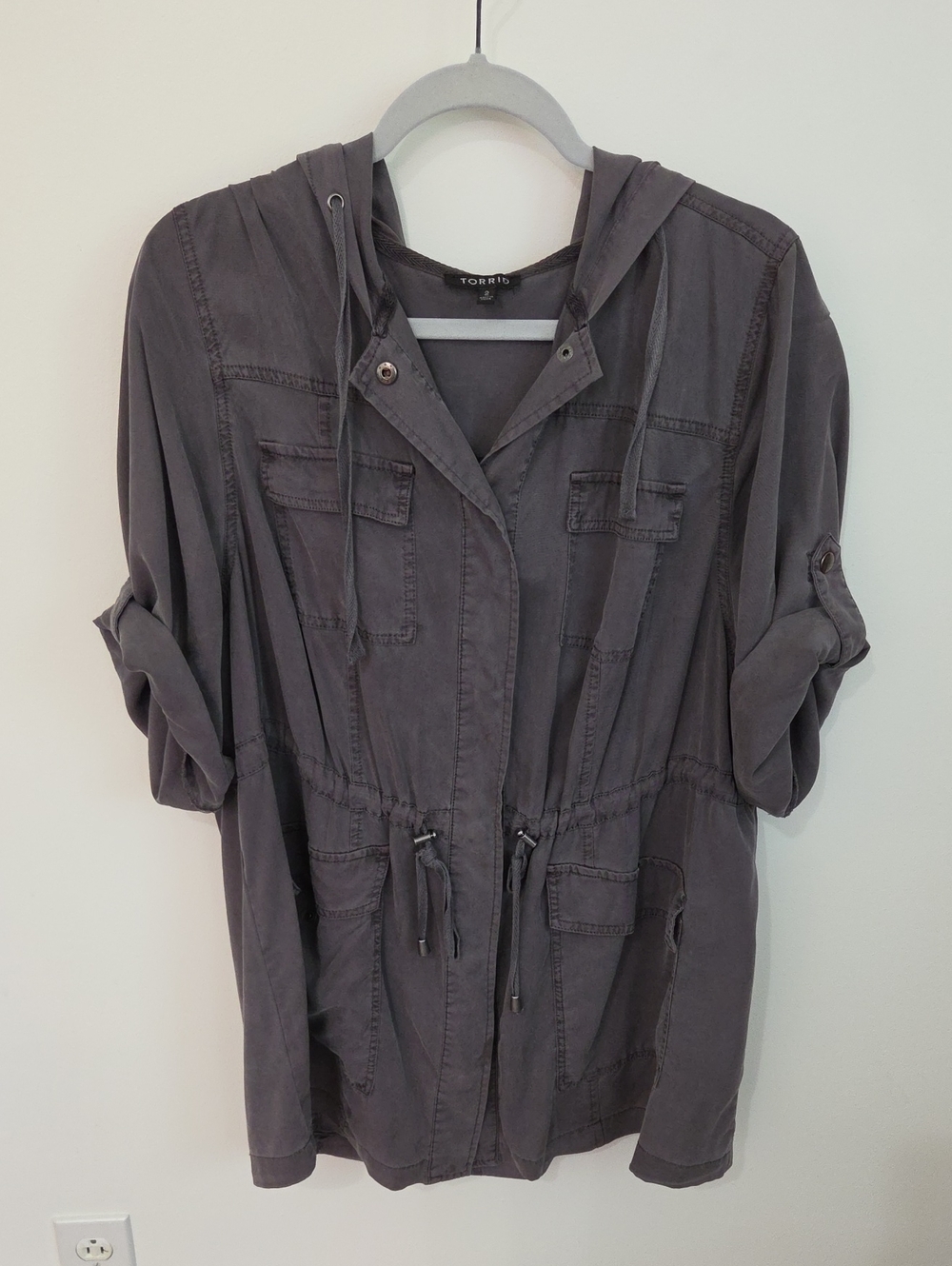 torrid Charcoal Hooded Utility Jacket